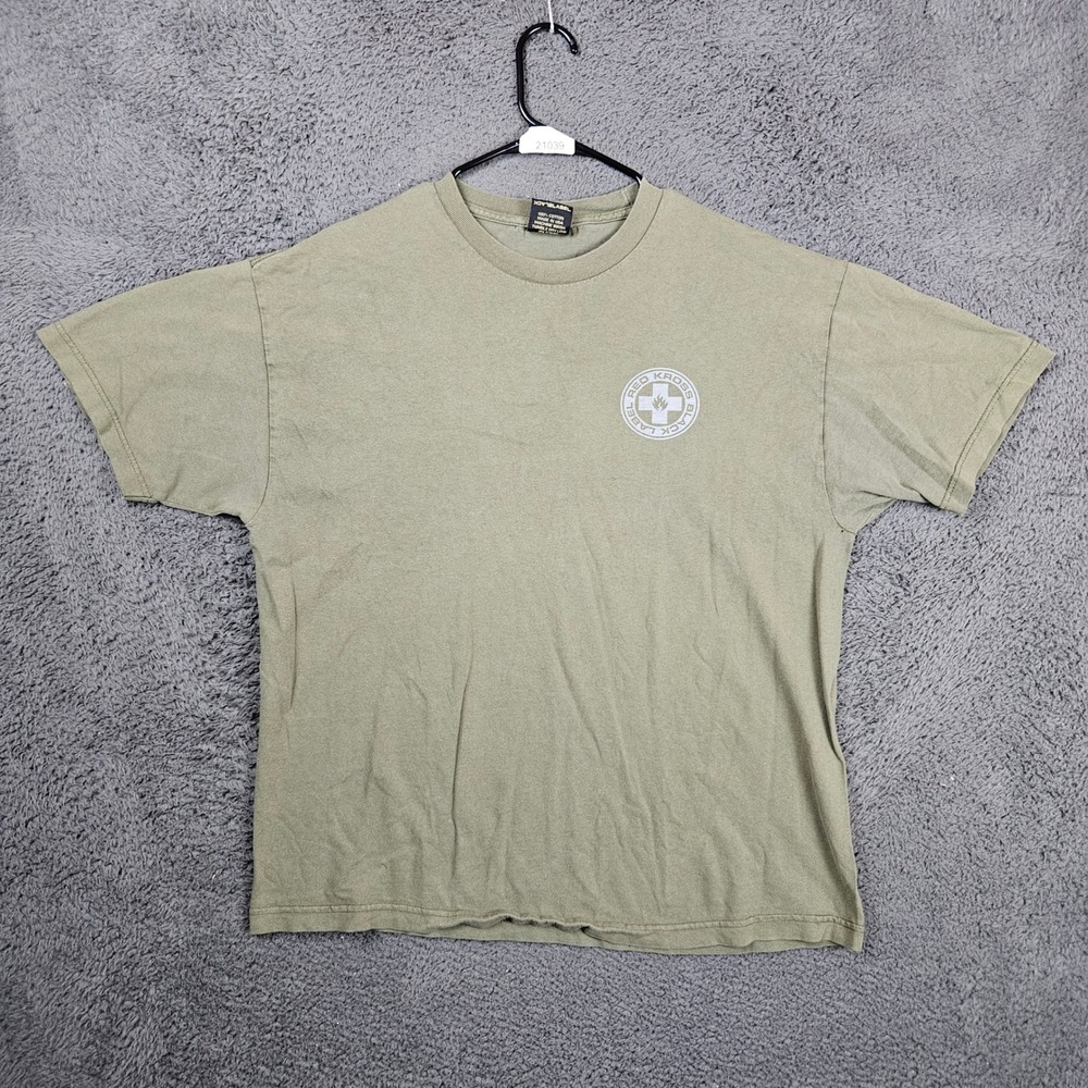 Black Label Red Kross Graphic T-Shirt Mens XL Olive Green Made in USA Skate Tee